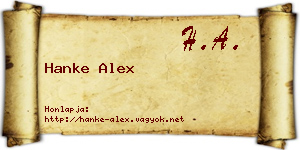 Hanke Alex névjegykártya